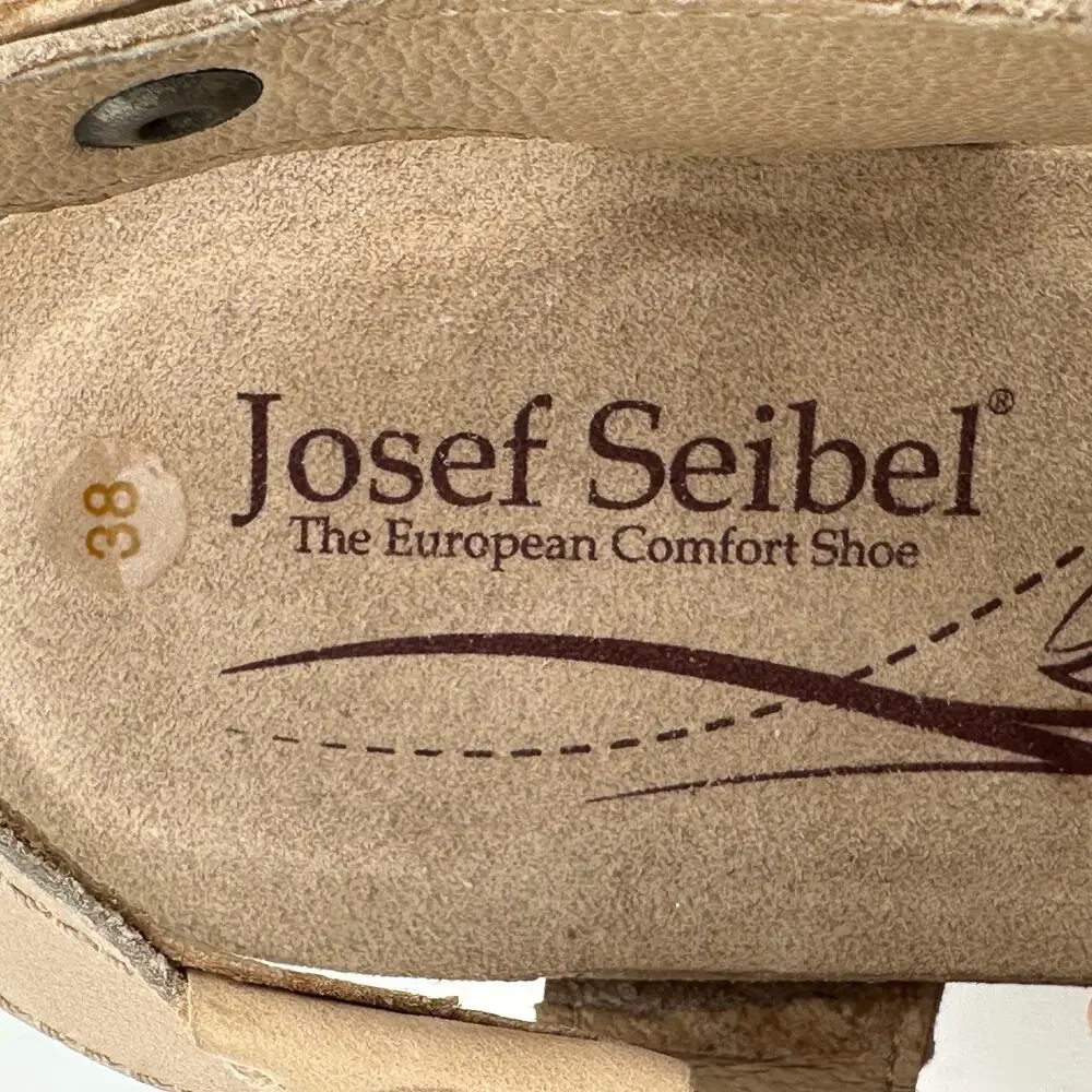 Josef Seibel Wedge Sandals Size 38 Beige EUC Comfort Cottagecore Boho Feminine